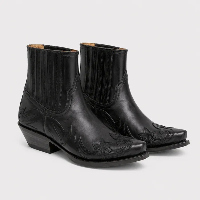 The Charleston Men’s Cowboy Riding Ankle Boots - Black