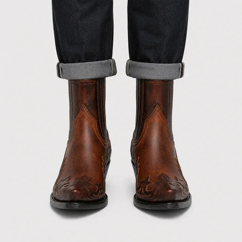 The Charleston Men’s Cowboy Riding Ankle Boots - Brown
