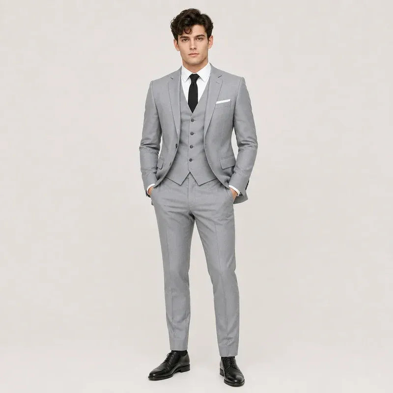 The Aspen Avenue Men’s Classic Tailored Three Piece Suit - Grey