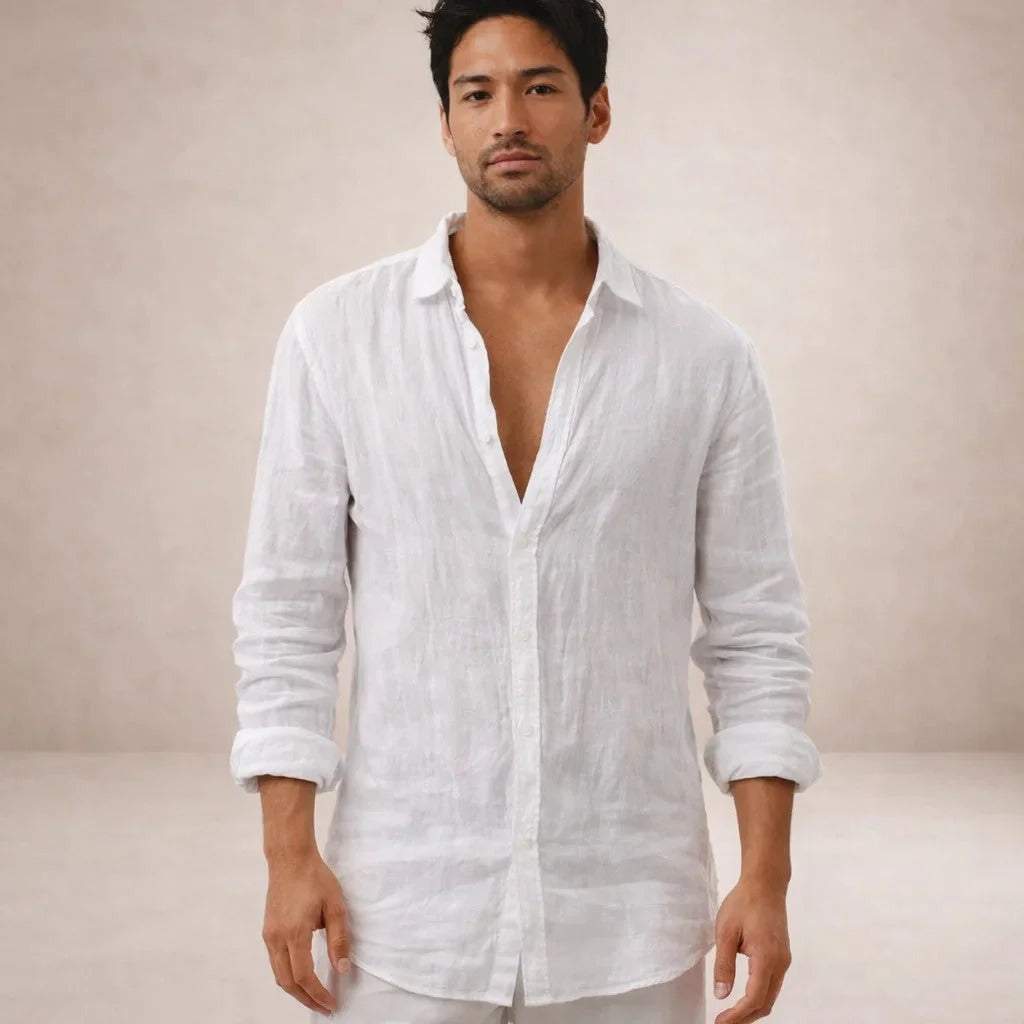 The Tuscany Men's Relaxed Fit Linen Button Up Shirt