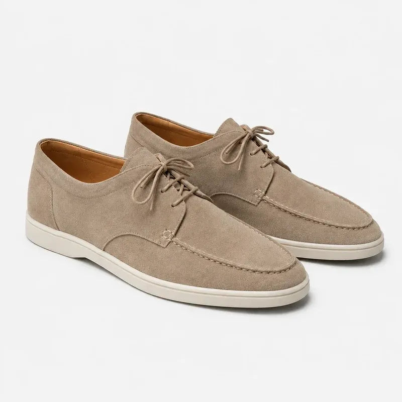 The Malibu Coast Men’s Suede Lace Up Casual Loafers - Beige