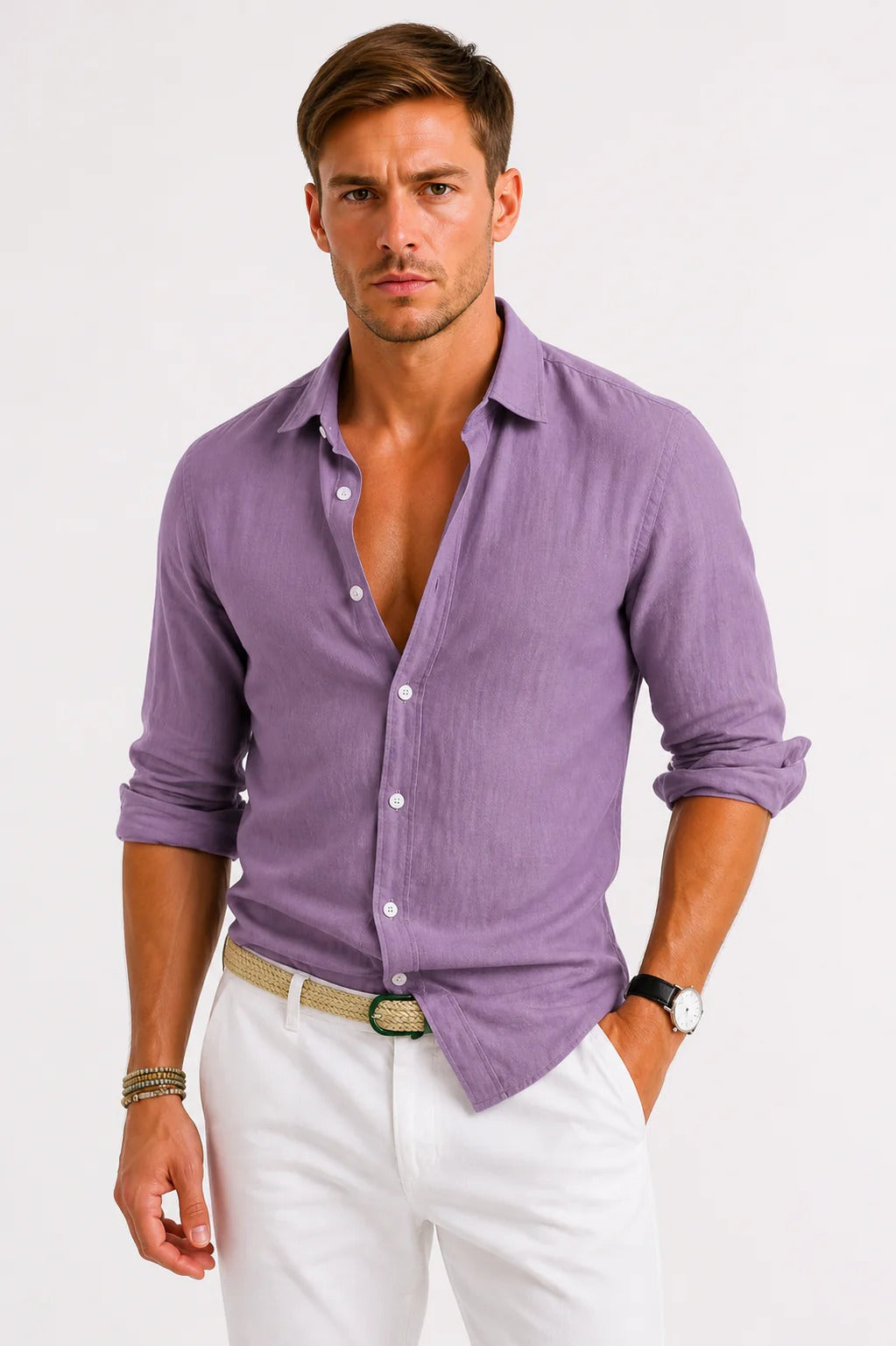 The Montalcino Men's Casual Linen Button Down Shirt