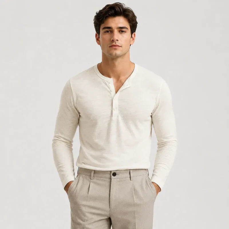 The Sonoma Hills Men’s Soft Long Sleeve Henley Sweater