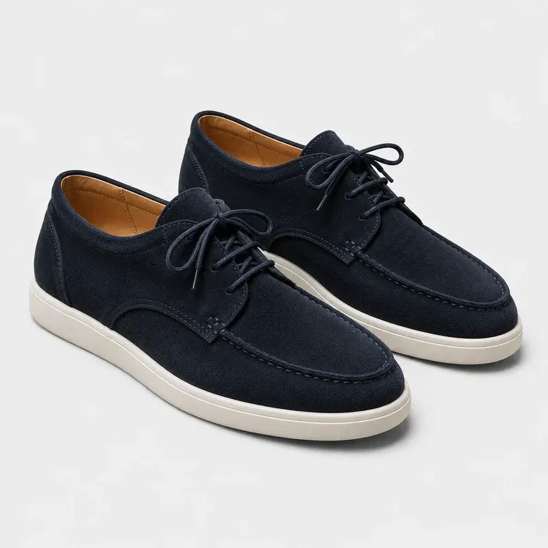 The Malibu Coast Men’s Suede Lace Up Casual Loafers - Navy Blue
