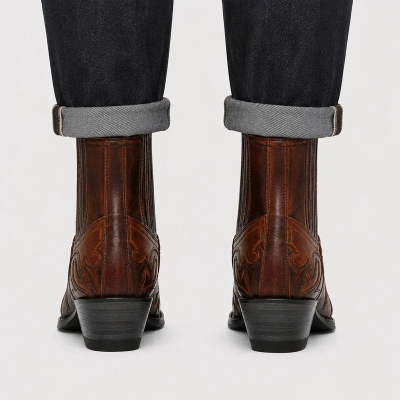 The Charleston Men’s Cowboy Riding Ankle Boots - Brown
