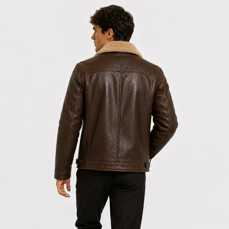 The Napa Valley Men’s Shearling Collar Zip Jacket - Black