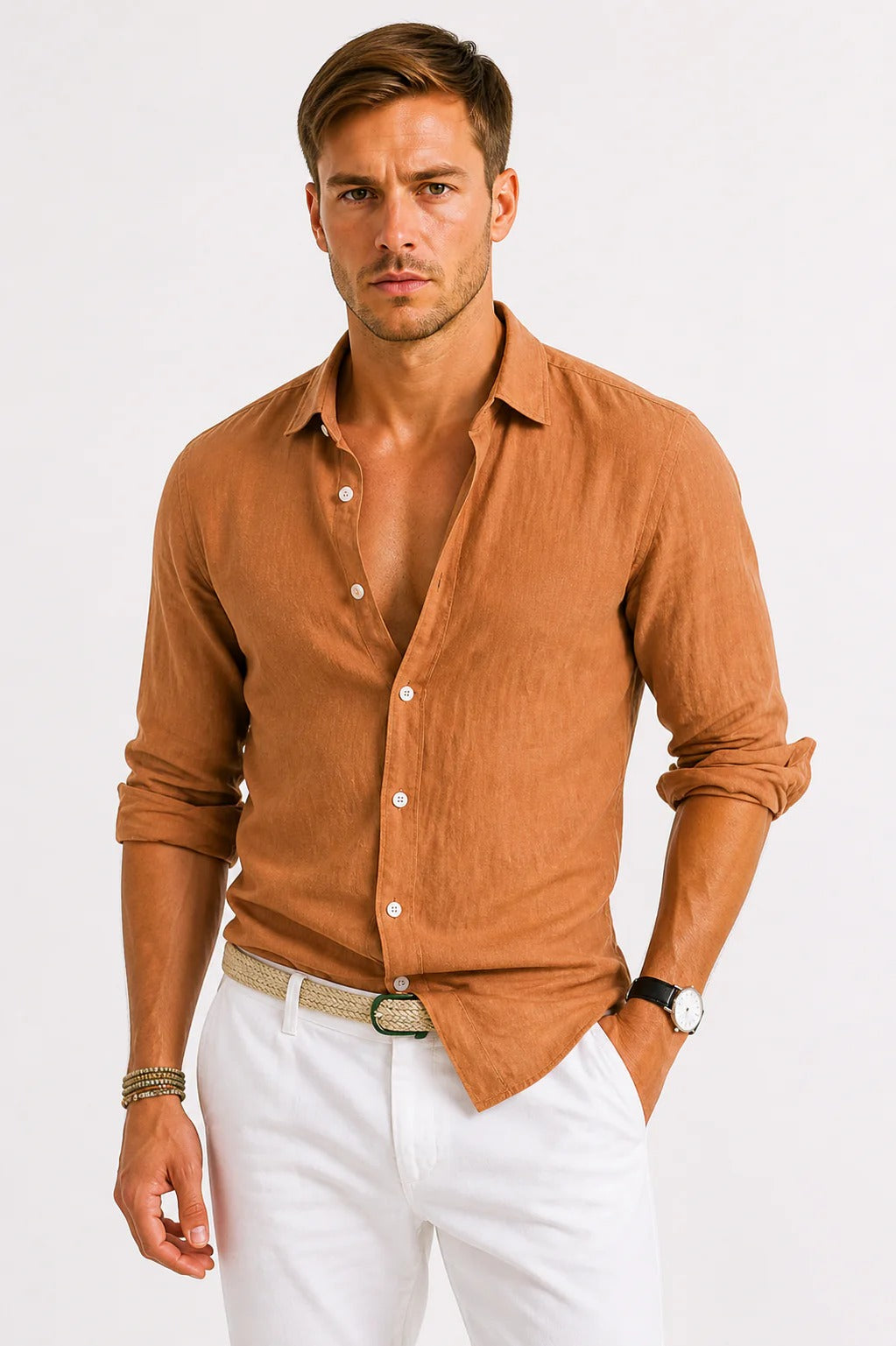 The Viareggio Men's Soft Linen Button Down Shirt