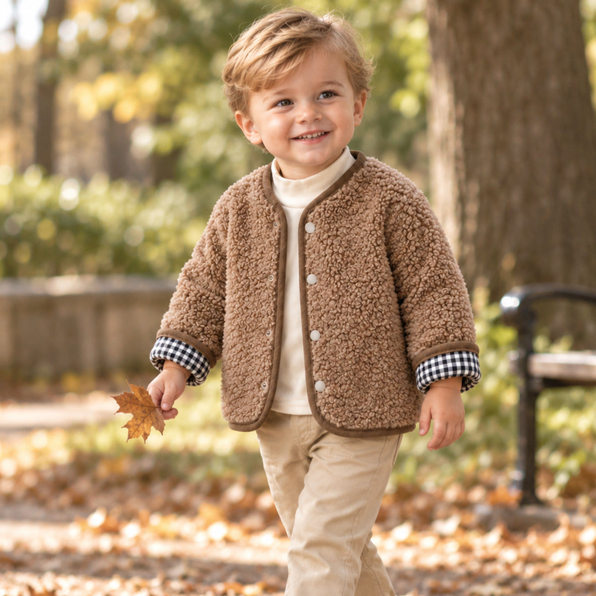 SoHo Kids | Unisex Plaid Fleece Reversible Sherpa Jacket