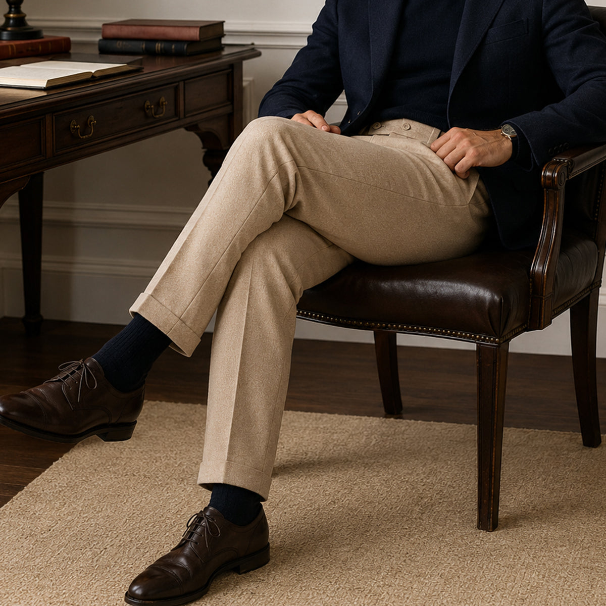 The Gold Coast Men’s High Waisted Pleated Straight Leg Dress Pants