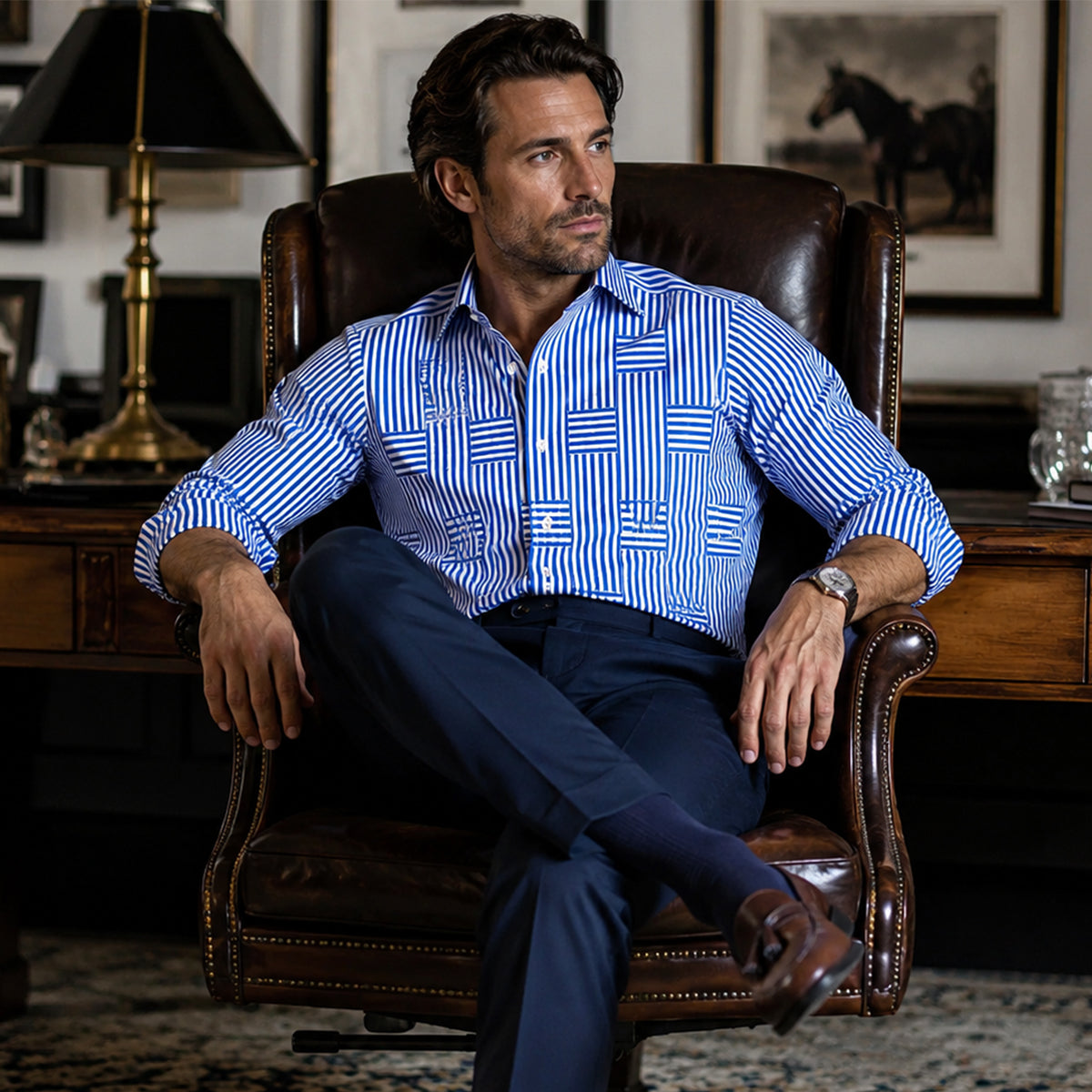 The Foxborough Men’s Casual Striped Wrinkle Resistant Shirt