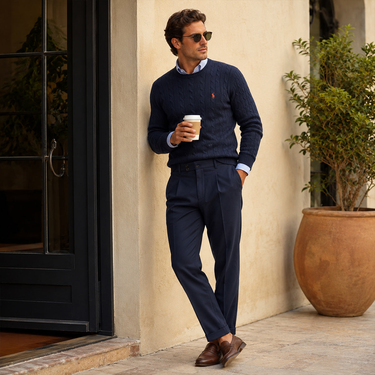 The Dromana Men’s Tailored Smart Slim Fit Pleated Dress Pants
