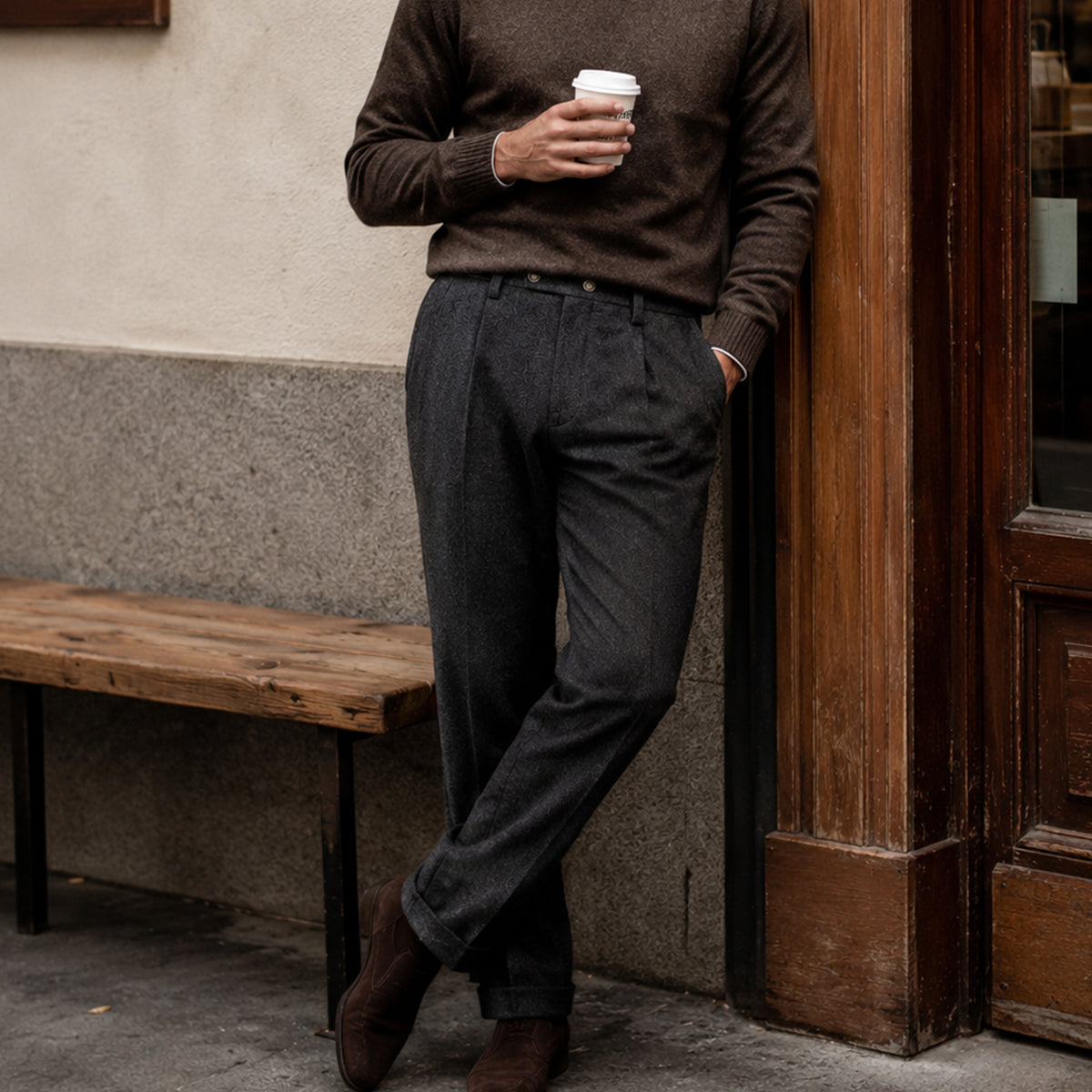 The Gold Coast Men’s High Waisted Pleated Straight Leg Dress Pants