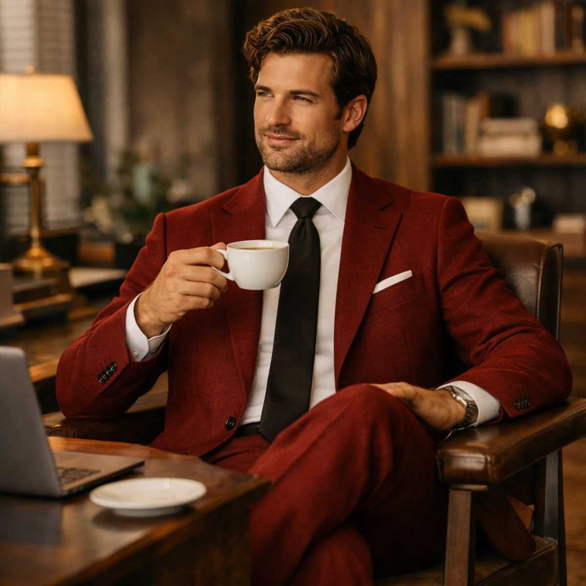 The Brookstone Ridge Men’s Classic Linen Wedding Suit – 2 Piece Single Breasted Set