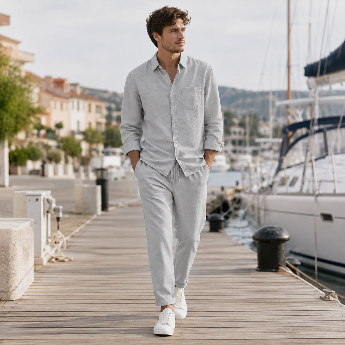 The Monferrato Men’s Linen Shirt and Pants Set – Casual Two Piece Outfit