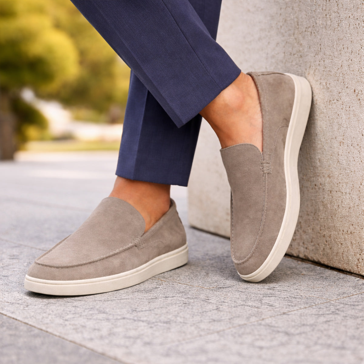 The Hepburn Men’s Casual Suede Loafers with Rubber Sole