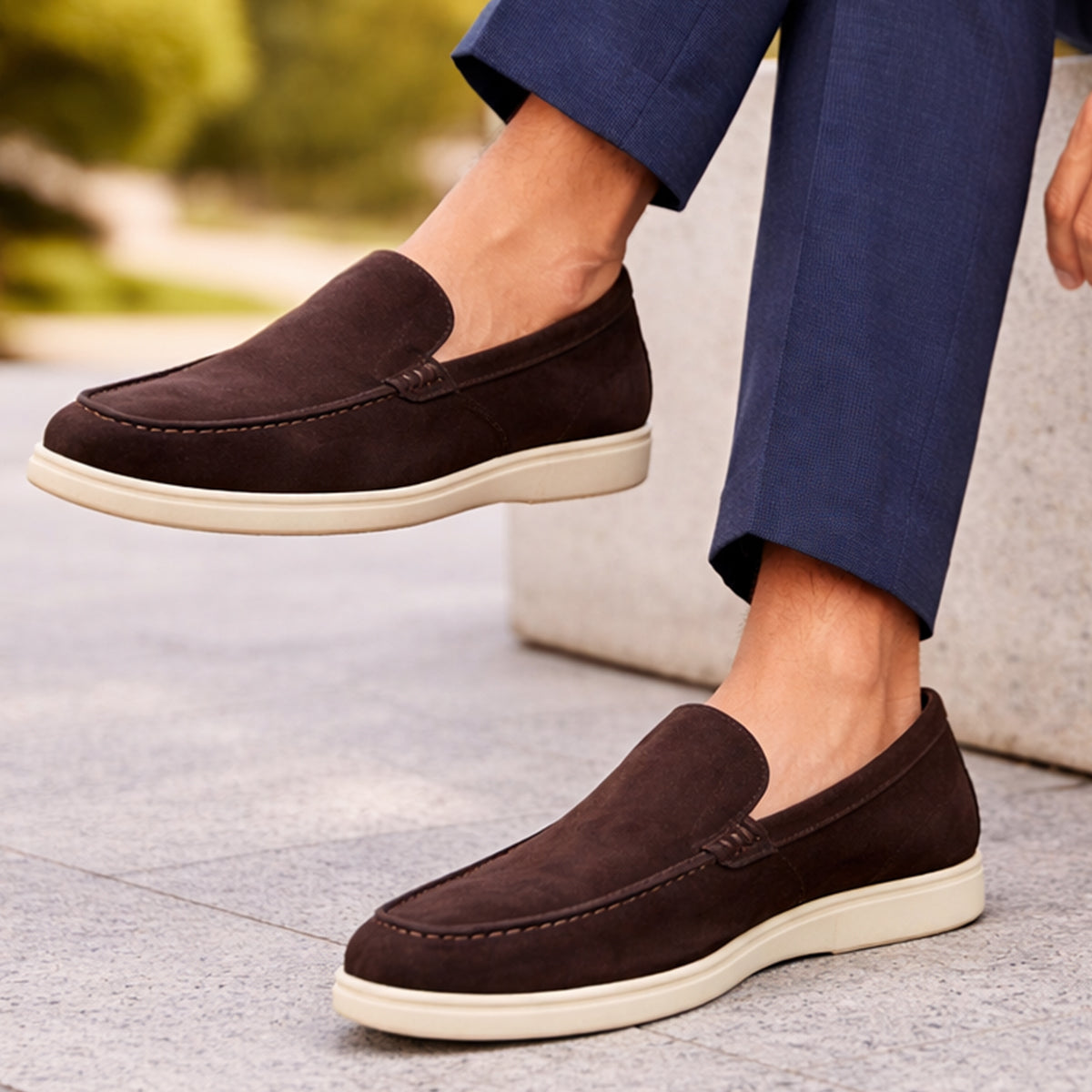 The Hepburn Men’s Casual Suede Loafers with Rubber Sole