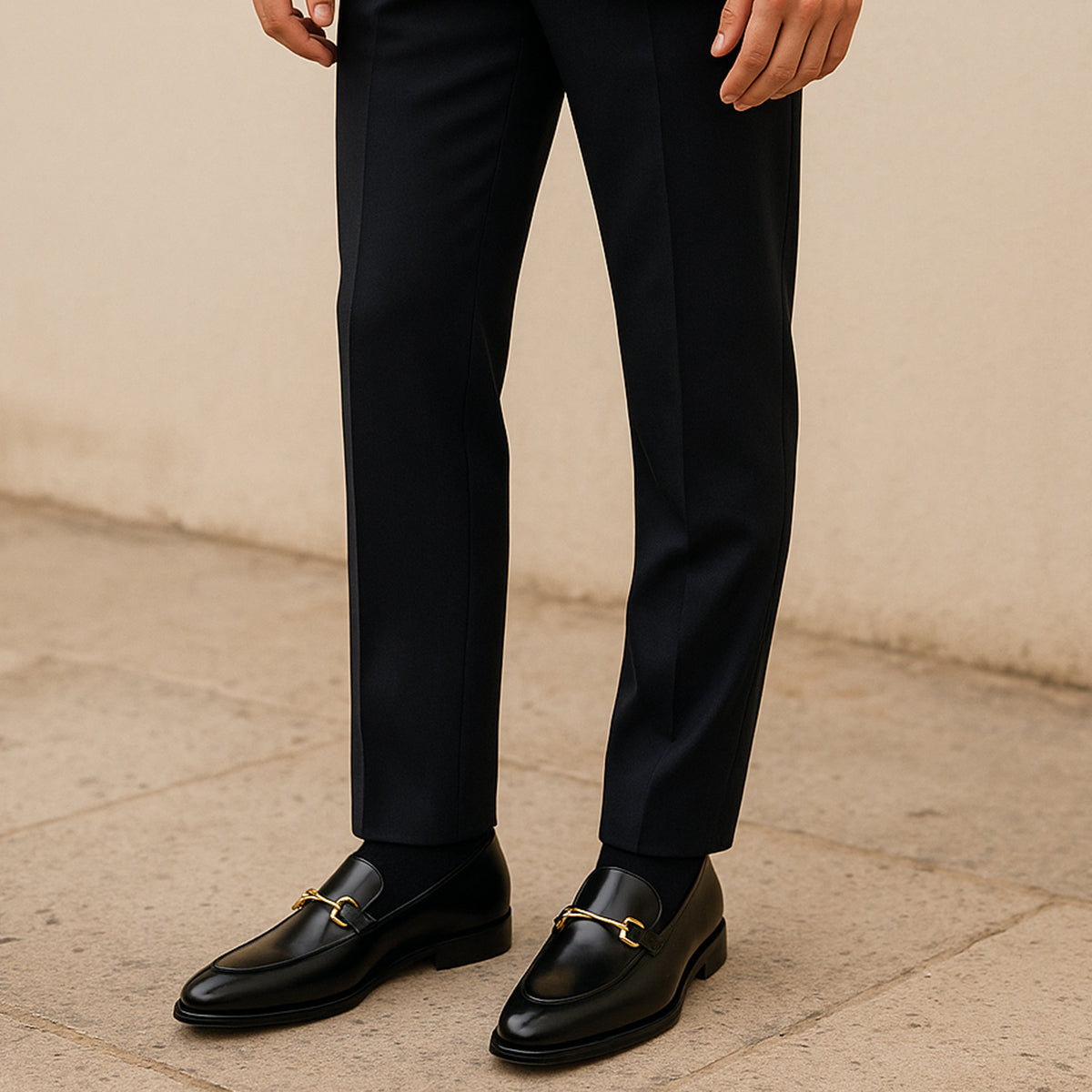 The Caernarfon Men's Black Faux Leather Horsebit Foral Loafers