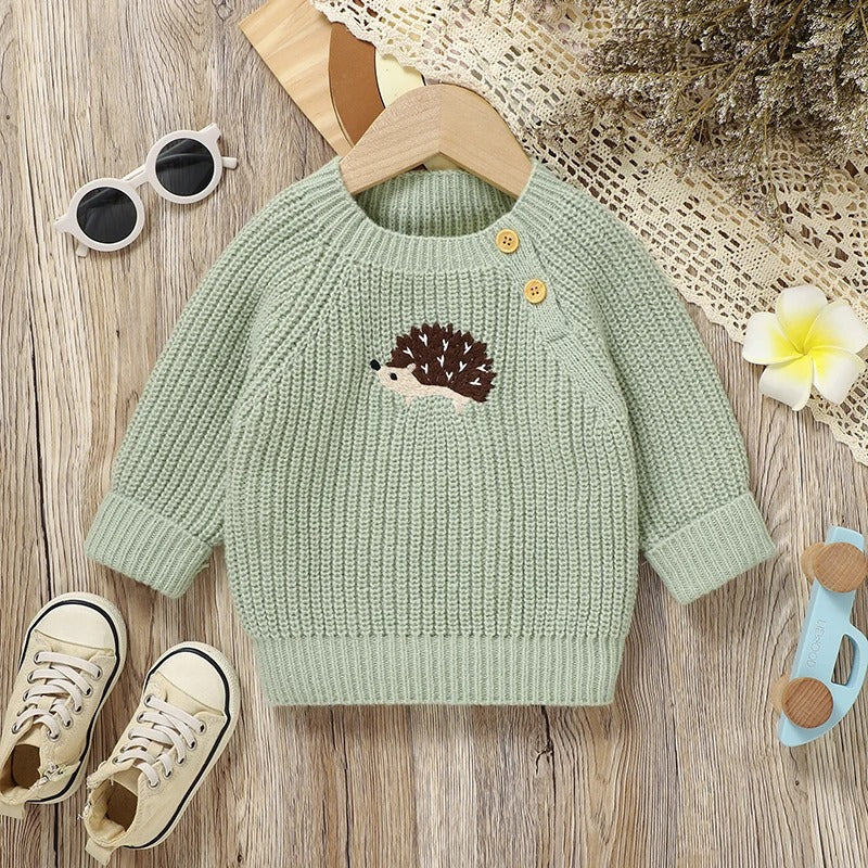 SoHo Kids Hedgehog Button Detail Knit Sweater