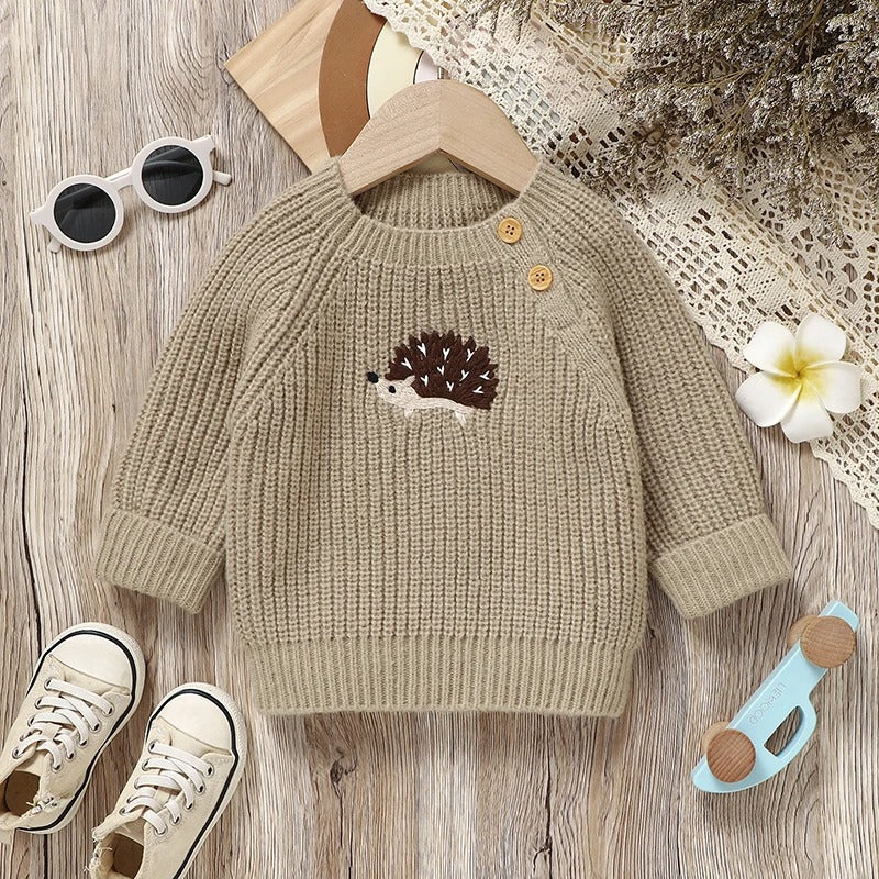 SoHo Kids Hedgehog Button Detail Knit Sweater