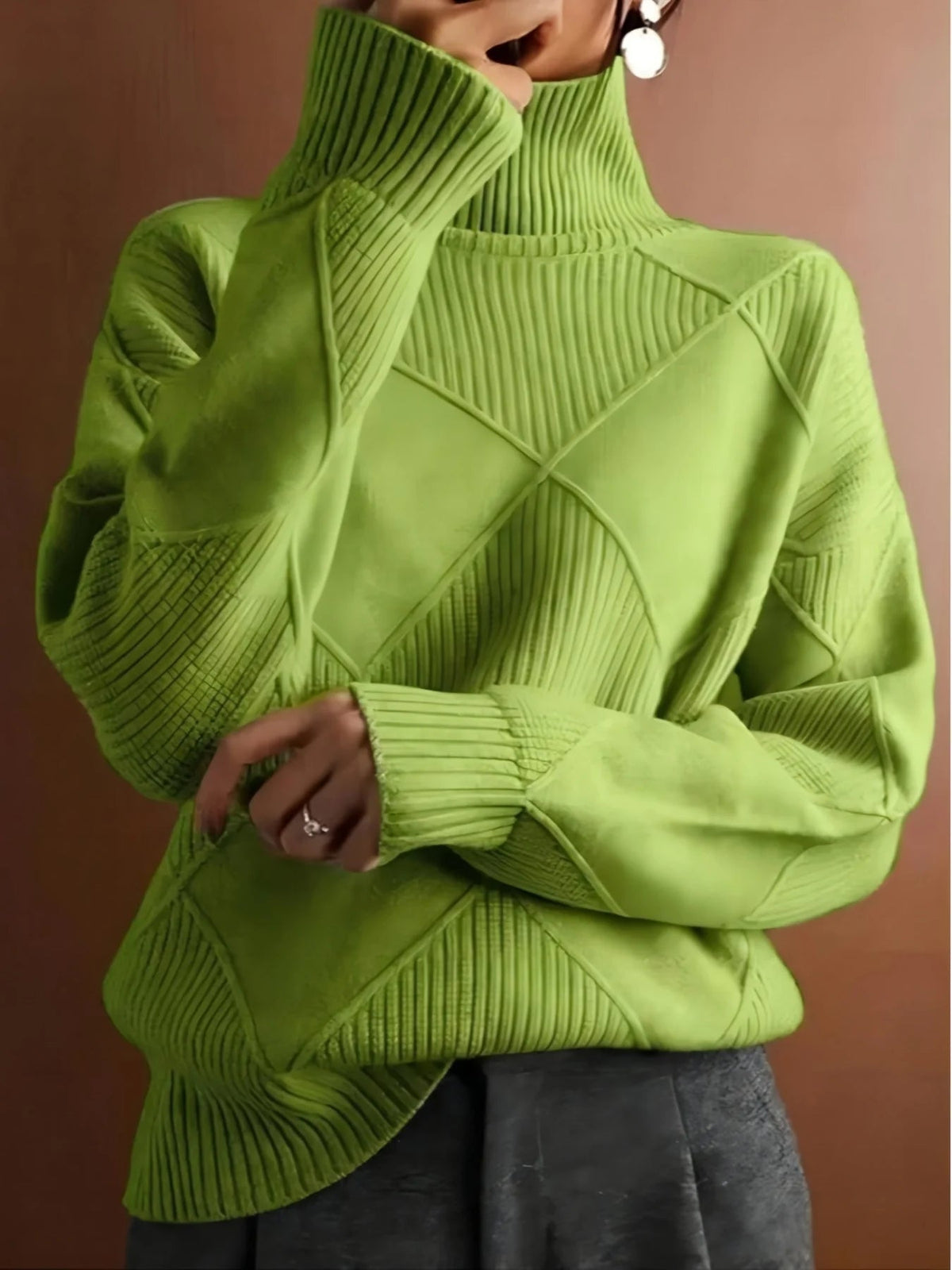 Women's Cable Jumper with Raised Neck