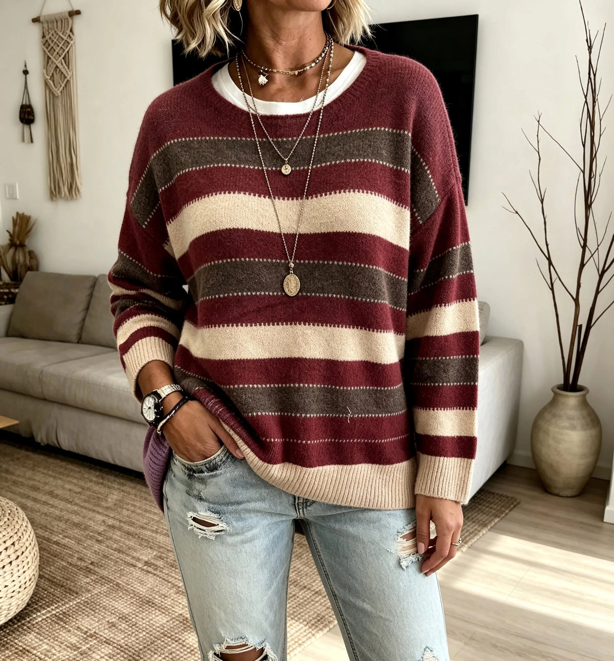 Women's Breton Style Knit Top