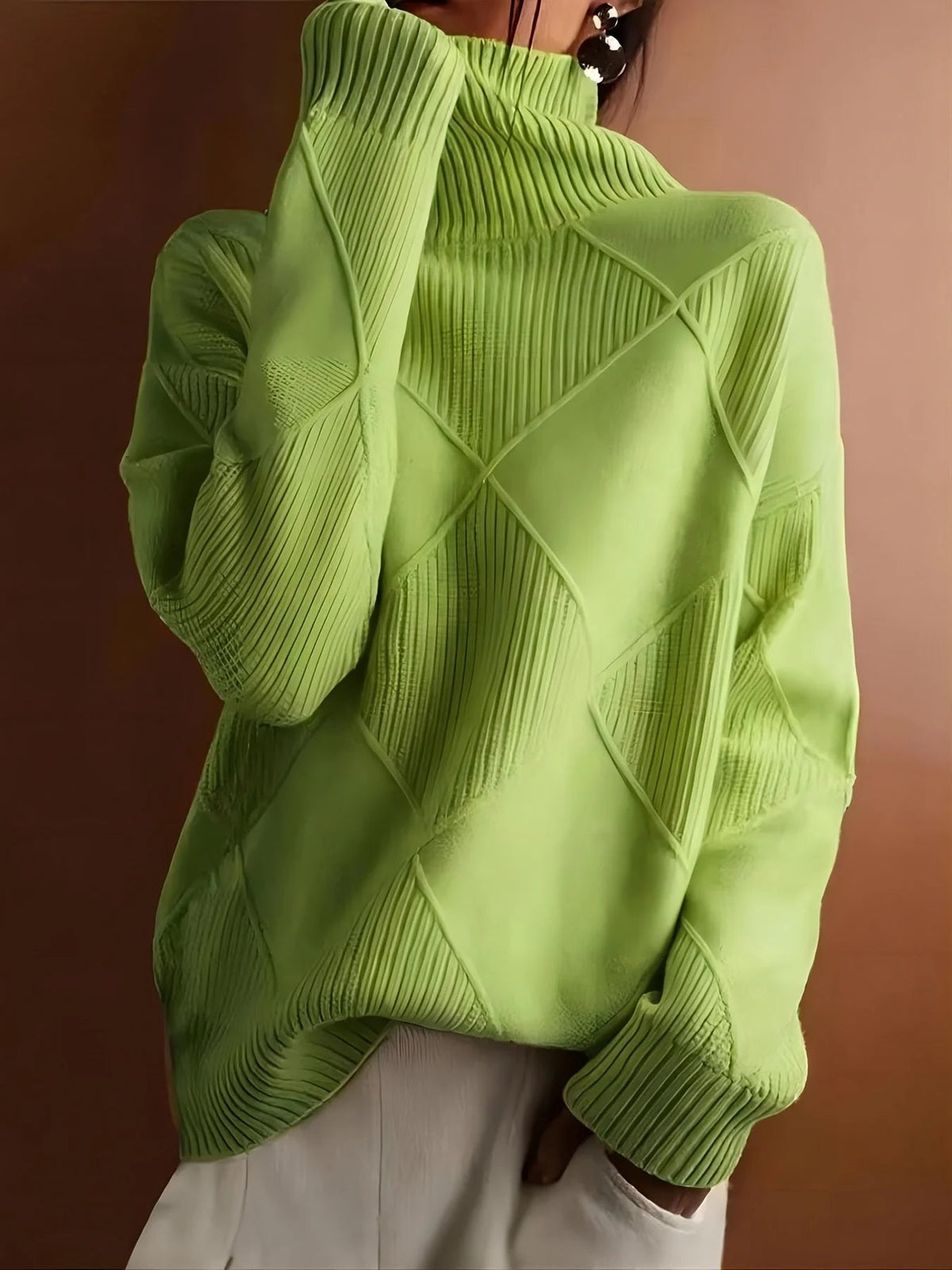 Women's Cable Jumper with Raised Neck