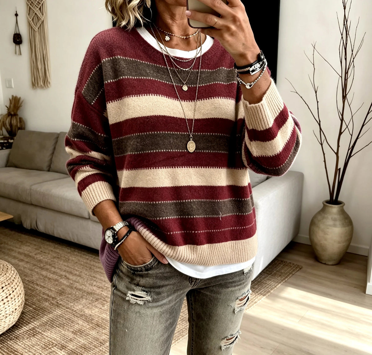 Women's Breton Style Knit Top