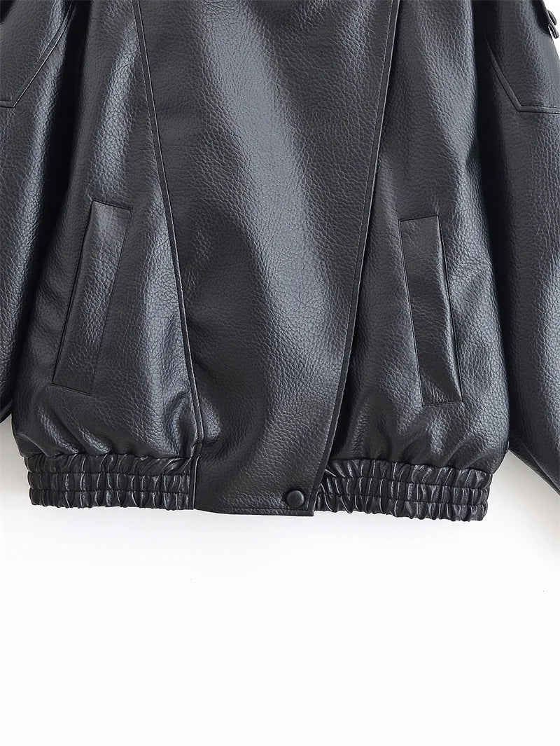 Women's Minimal Faux Leather Jacket