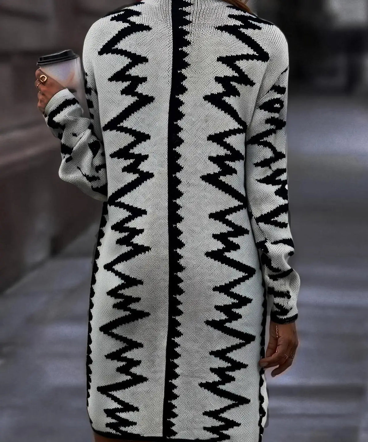 Women's Knitted Dress with Bold Stripes