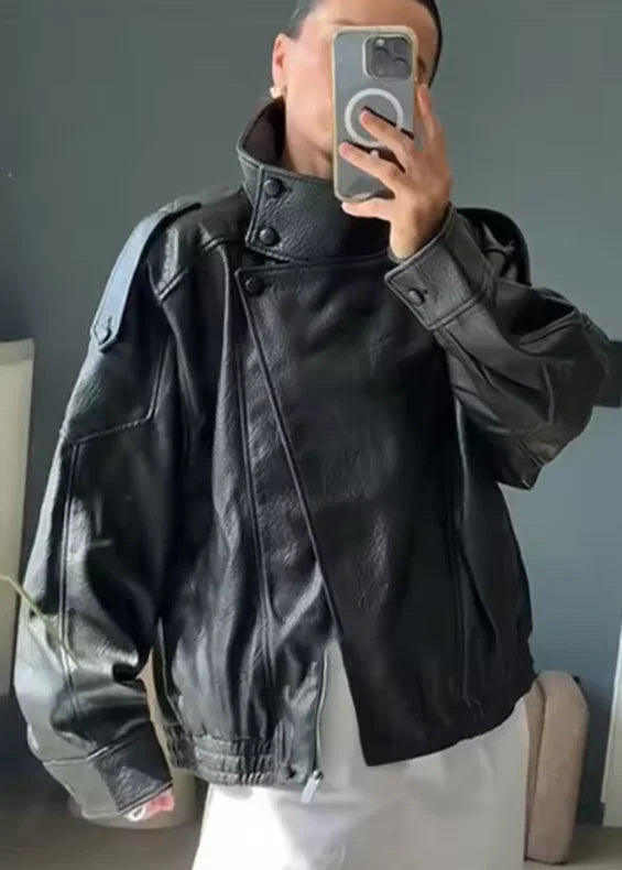 Women's Minimal Faux Leather Jacket