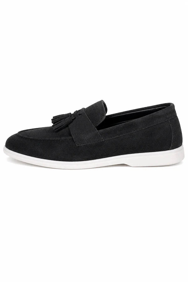 The Prescott Men's Suede Tassel Slip On Loafers - Black