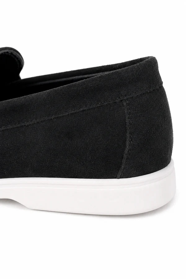 The Prescott Men's Suede Tassel Slip On Loafers - Black