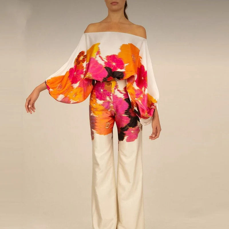 Women's Abstract Print Satin Summer Set