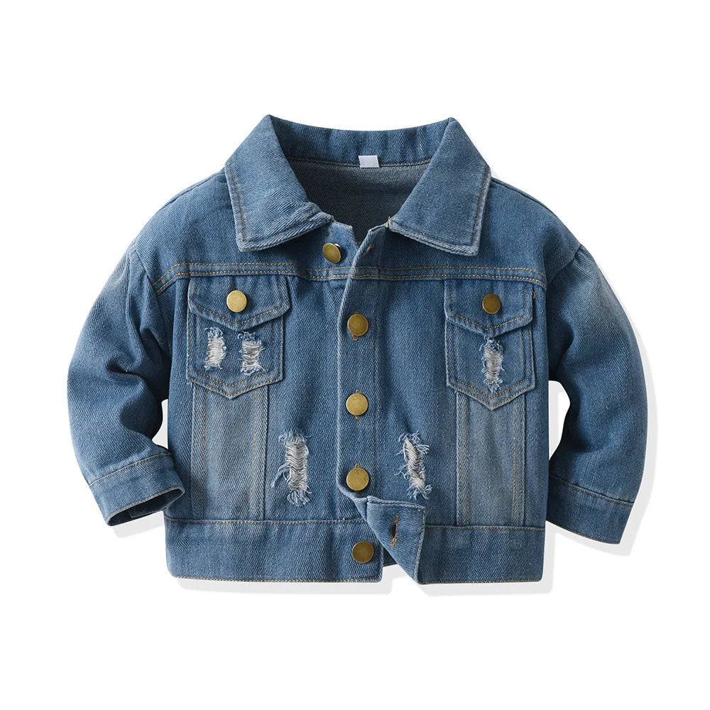 Baby Boys Distressed Button Up Denim Jacket