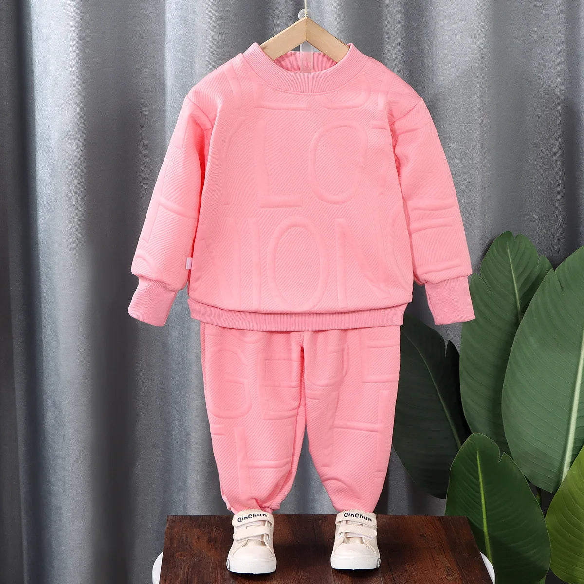 Unisex Embossed Sweatshirt & Jogger Pants Set