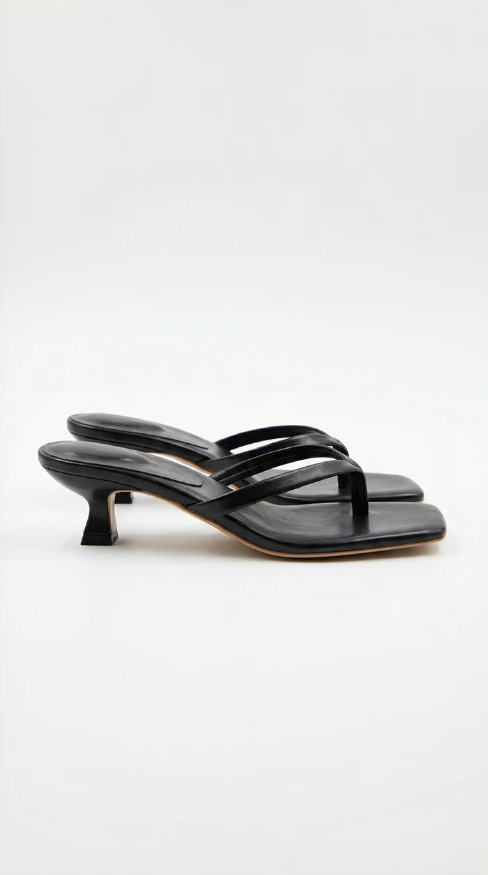 Women's Strappy Kitten Heel Slide Sandals with Square Toe