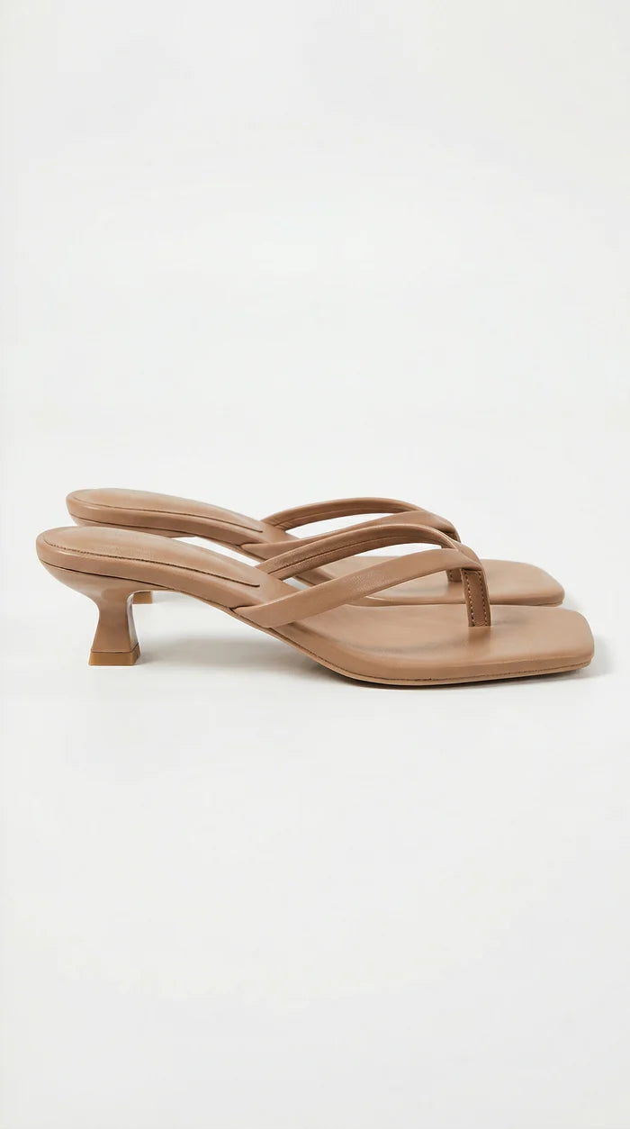 Women's Trendy Kitten Heel Slide Sandals with Square Toe