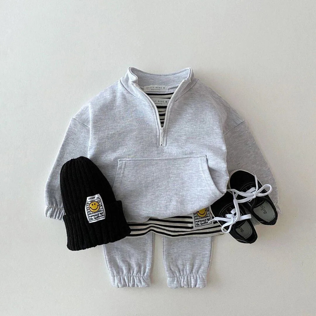 SoHo Kids Quarter Zip Sweatshirt & Jogger Pants Outfit Set