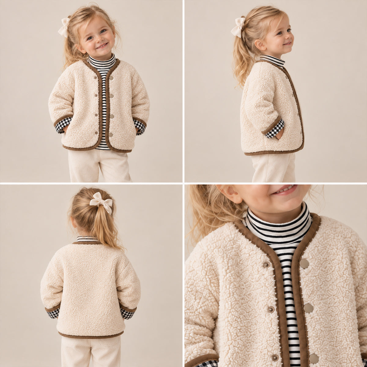 SoHo Kids | Unisex Plaid Fleece Reversible Sherpa Jacket