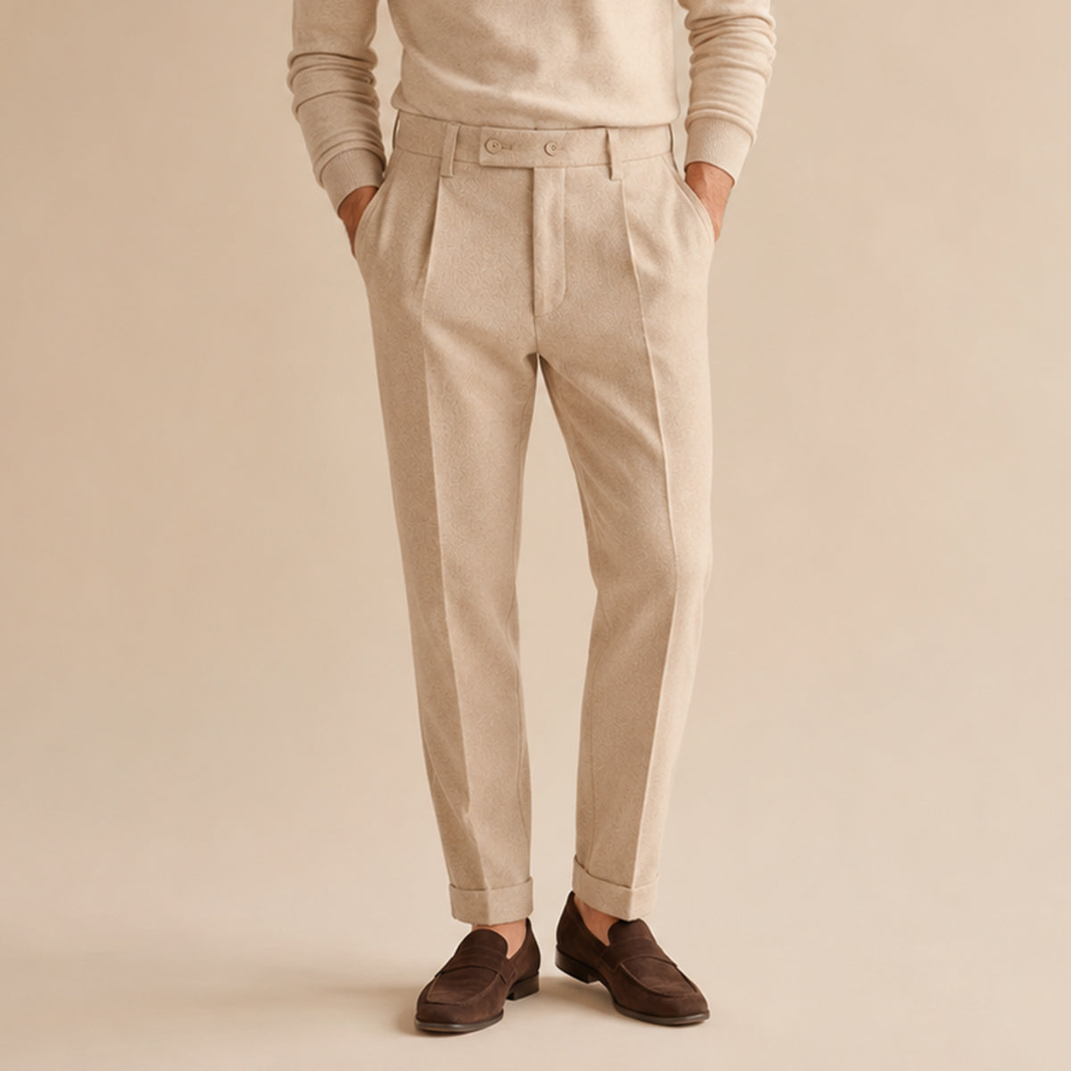 The Gold Coast Men’s High Waisted Pleated Straight Leg Dress Pants