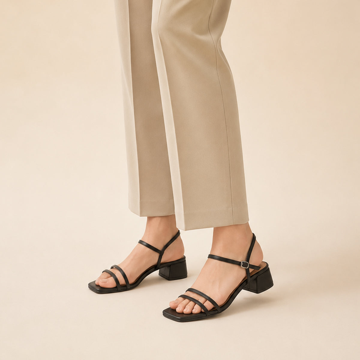 Women's Strappy Block Heel Sandals with Ankle Strap