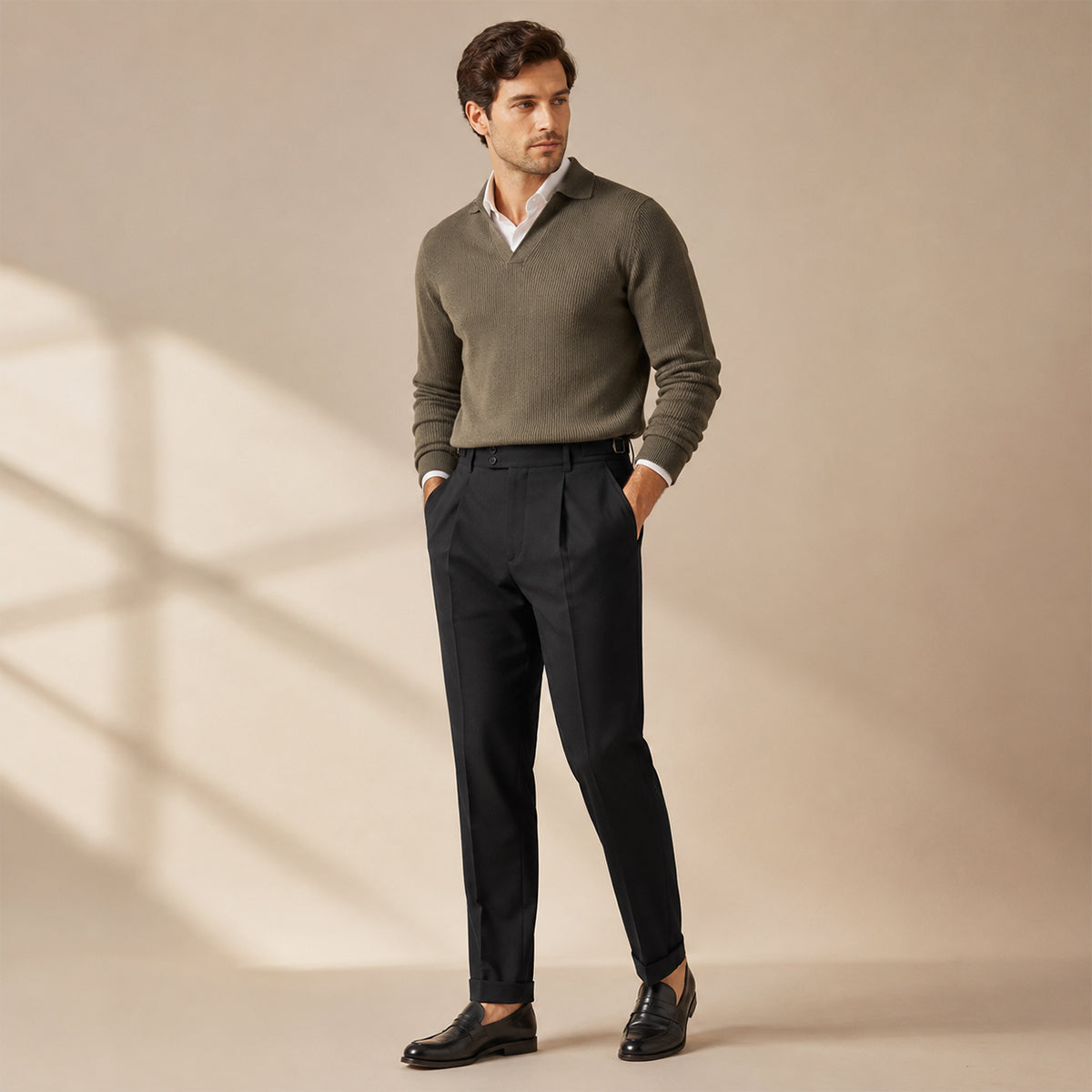 The Dromana Men’s Tailored Smart Slim Fit Pleated Dress Pants