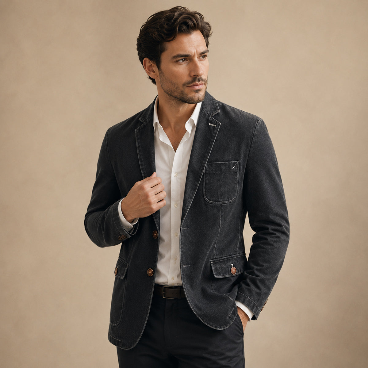 The Windwood Men’s Classic Retro Denim Blazer Jacket