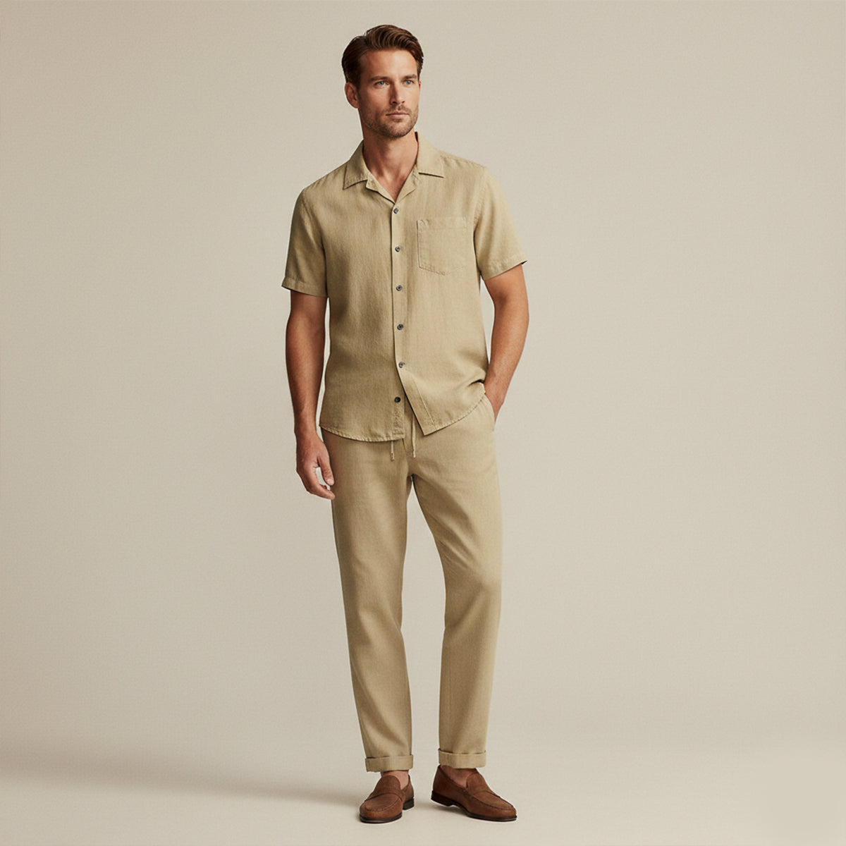 The Soho Men’s Lightweight Linen Beach Set – Shirt & Pants