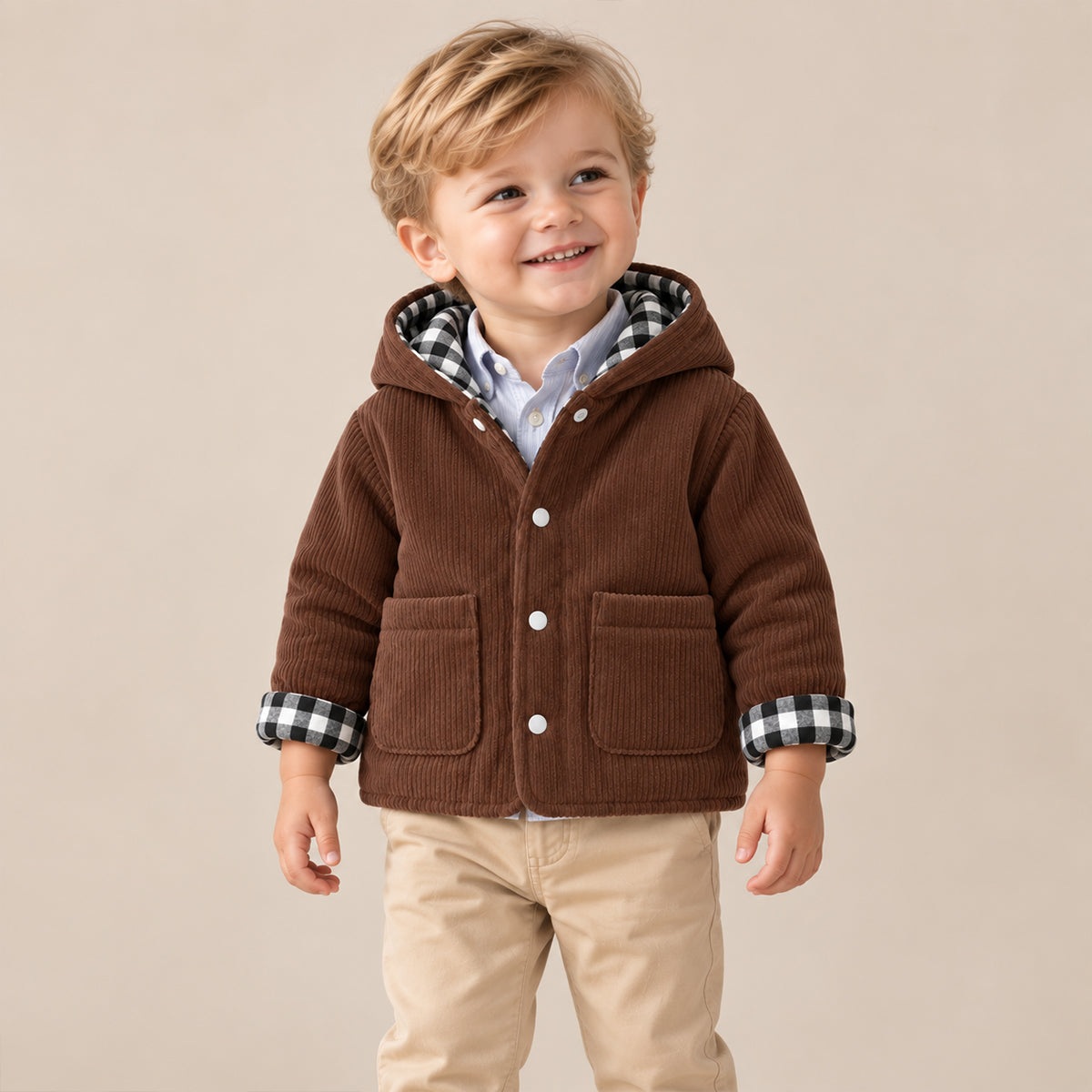 SoHo Kids Plaid Reversible Hooded Jacket