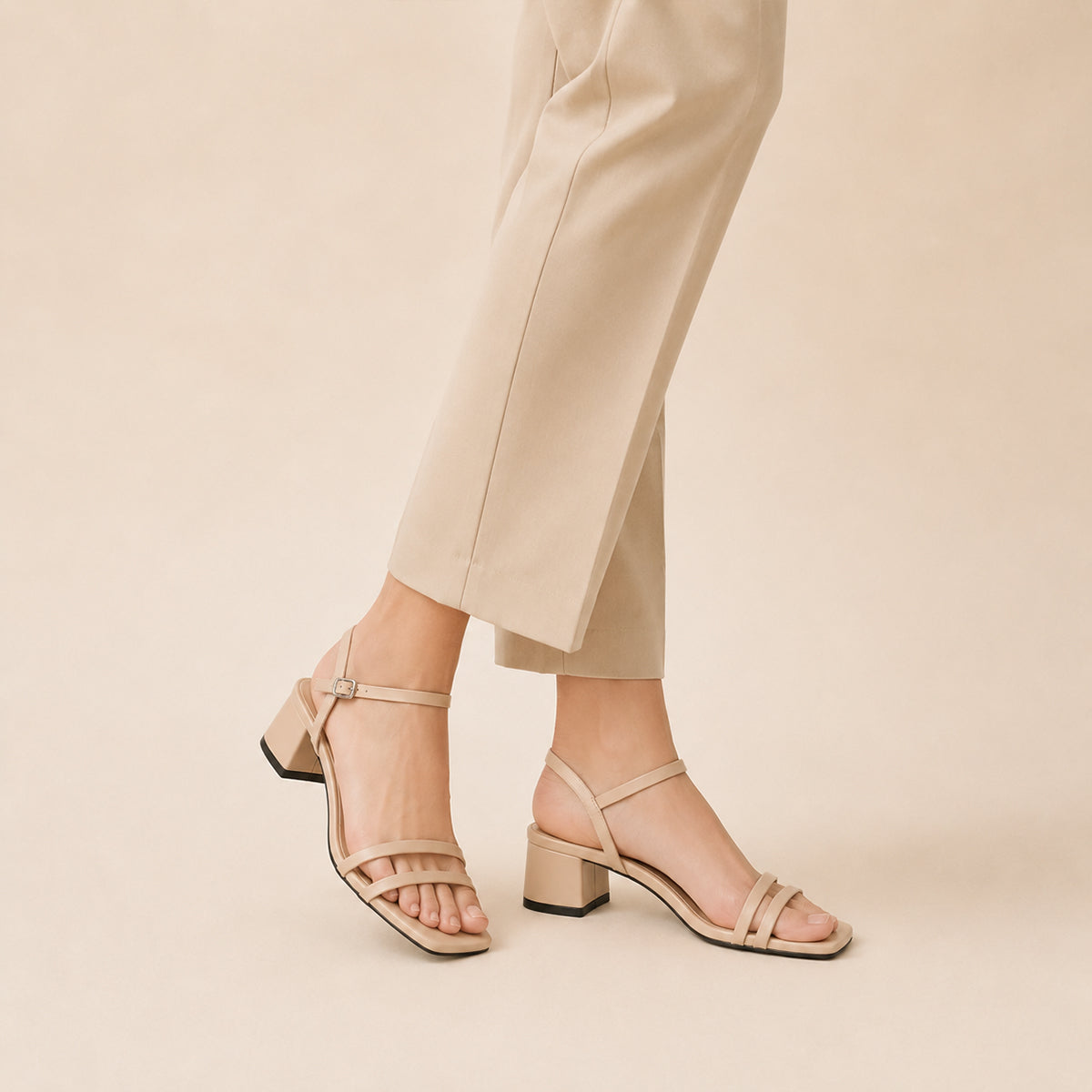 Women's Strappy Block Heel Sandals with Ankle Strap