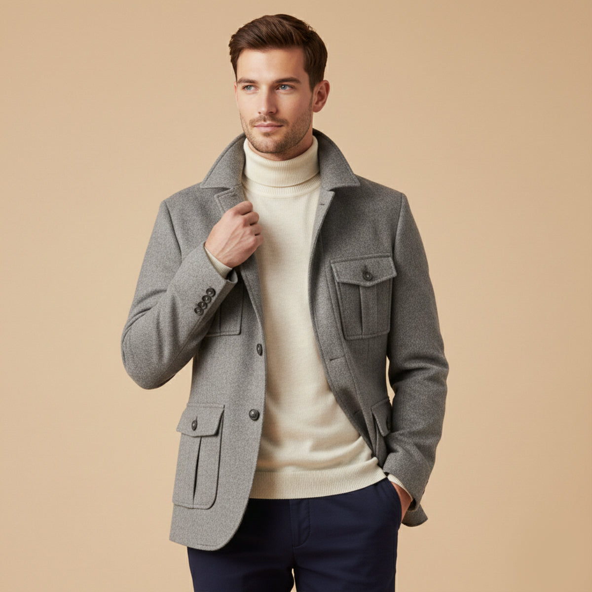 The Turin Men’s Multi Pocket Tweed Blazer Suit Jacket