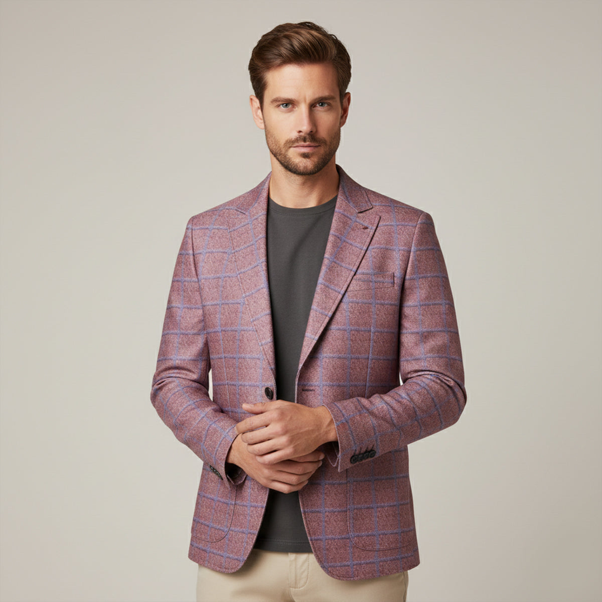 The Garda Porto Men’s Checked Double Breasted Plaid Blazer Jacket