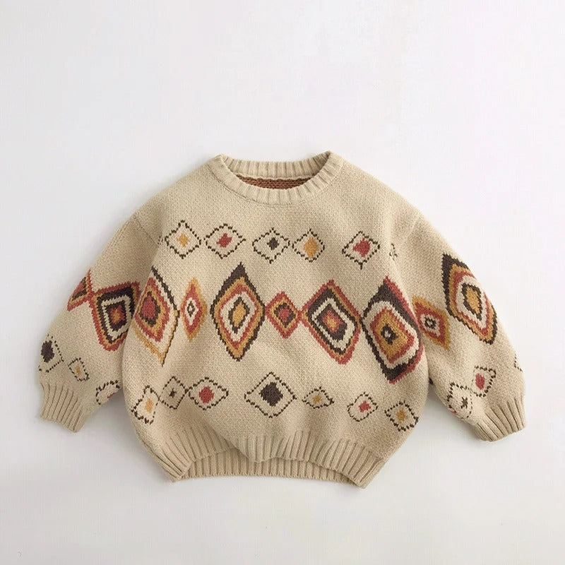 SoHo Kids Vintage Geometric Knit Sweater