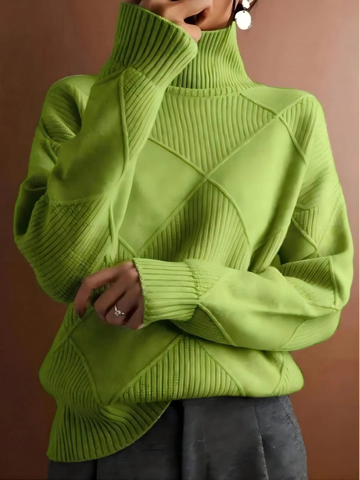 Women's Cable Jumper with Raised Neck